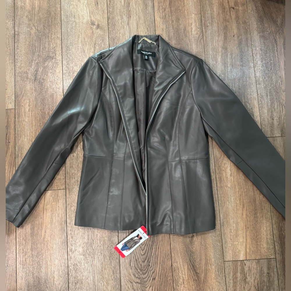Kenneth Cole Gray Faux Leather Jacket